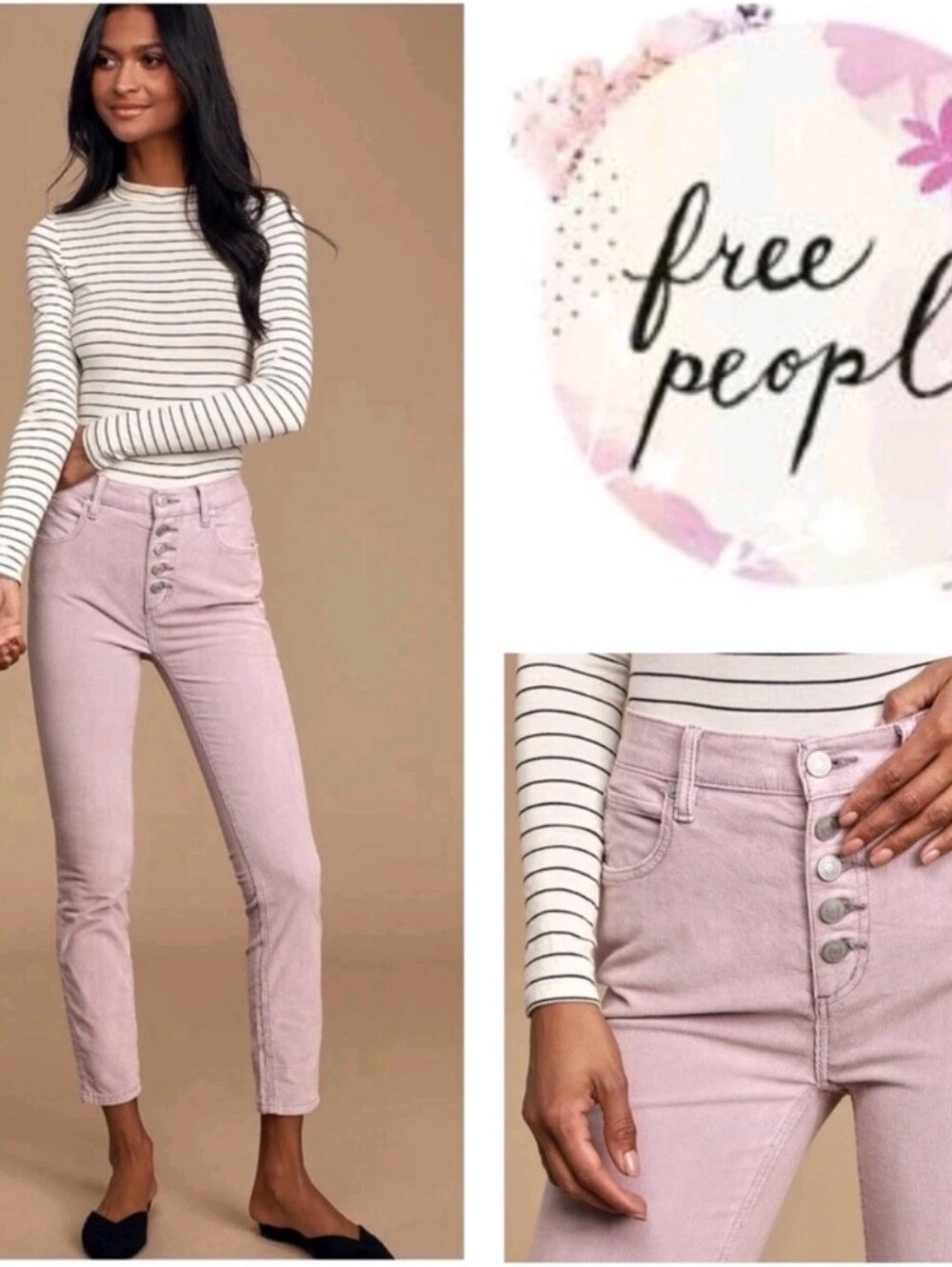 Free People We The Free NWTs Frosted Lilac Sun Chaser Corduroy Skinny Jeans